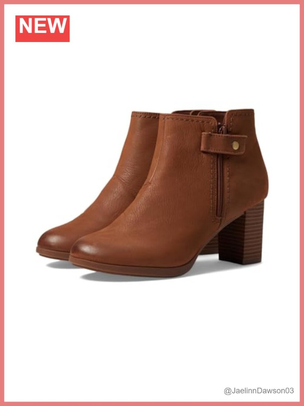 Clarks Bayla Glow Women's Ankle Booties Block Heel Leather Zip